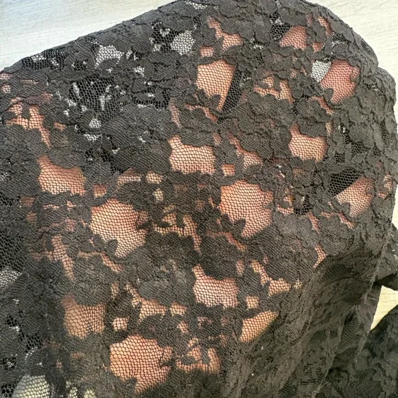 Free People Womens Black Lace Top Long Sleeve Sheer Layering Small NWOT - Picture 10 of 14